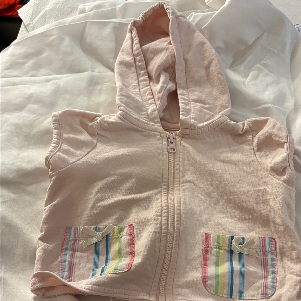 Old Navy Light Pink Hooded short sleeve jacket 3-6 months